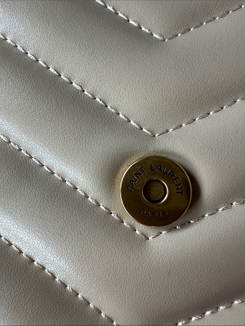 Chevron Quilted Shoulder Bag in Cream and Gold - Picture 6 of 6